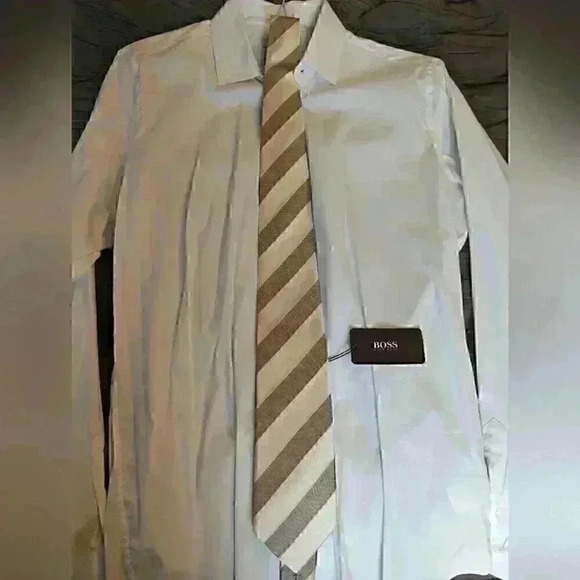 Hugo Boss Cream Gold Silk Tie - BNWT - Picture 1 of 3